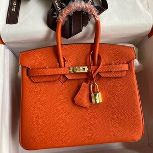 - - Hermes Orange Birkin 35 Bag—